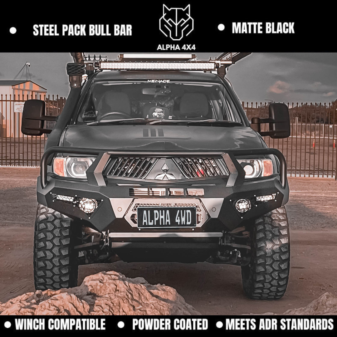 Alpha 4WD Pack Steel Bull Bar for Mitsubishi Triton MN ML 2006 to 2015