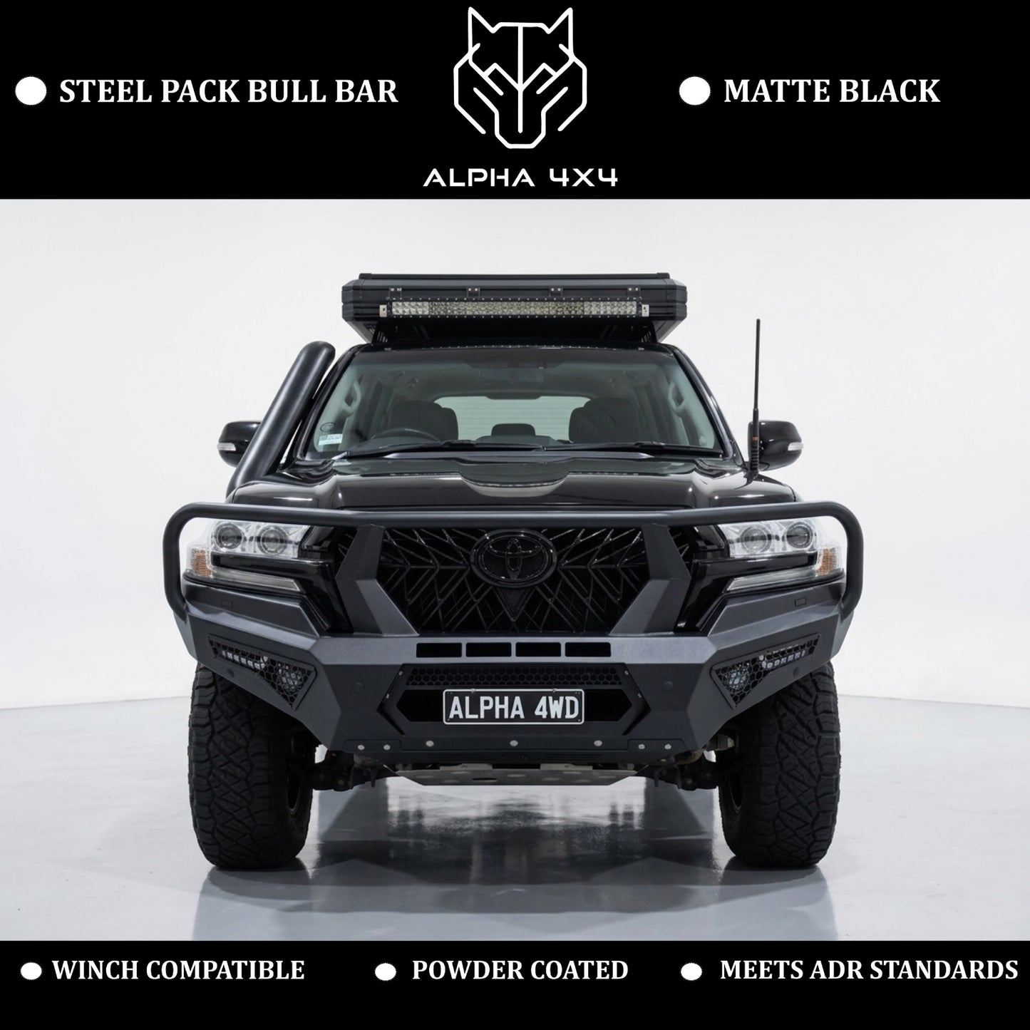 Alpha 4WD Pack Steel Bull Bar for Toyota Landcruiser 200 series 2016+